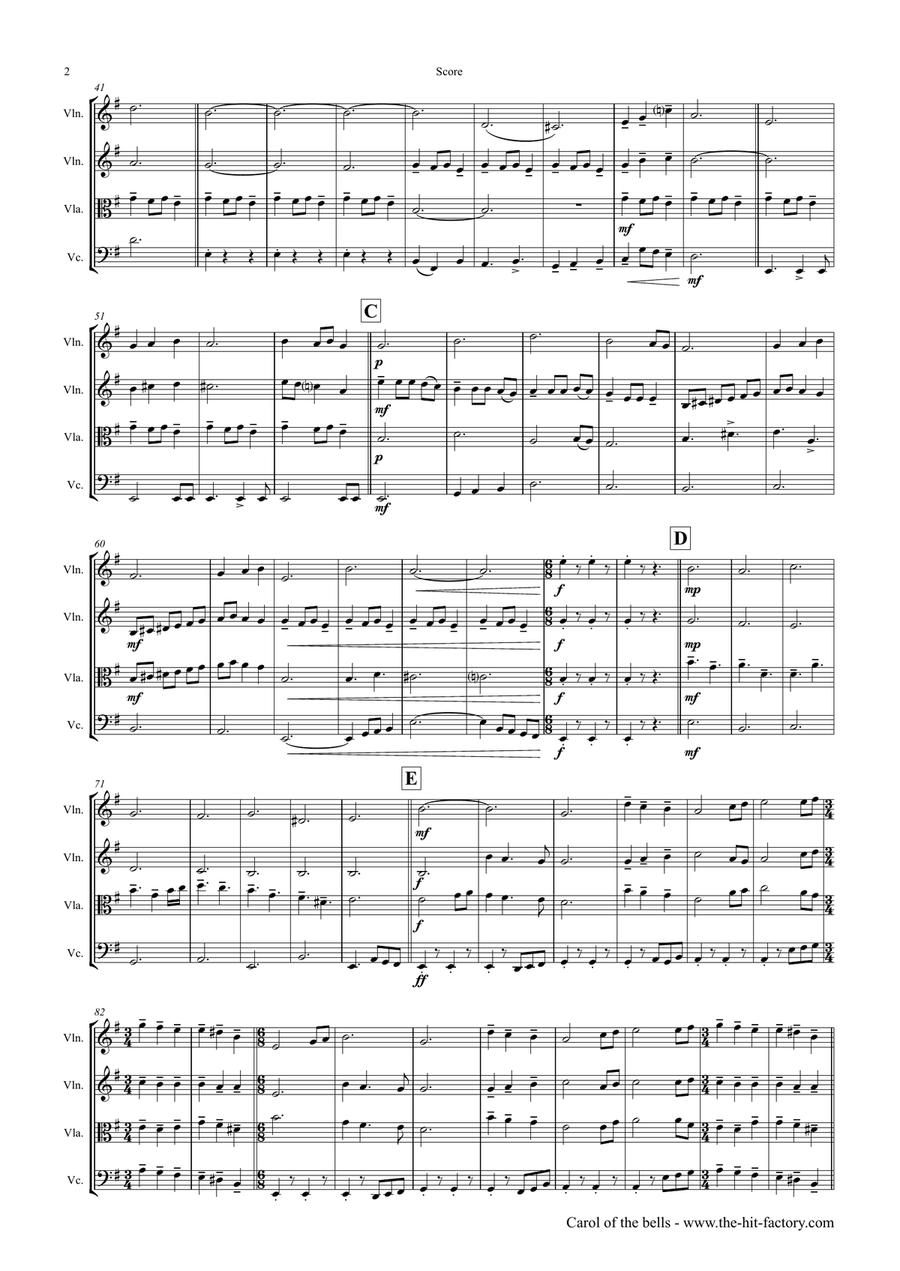 Carol of the Bells - Pentatonix style - String Quartet String Quartet scores gallery preview page 2