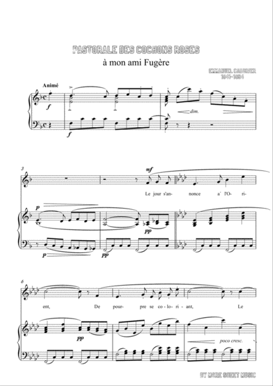 Chabrier-Pastorale des cochons roses in F Major,for voice and piano Voice Solo scores gallery preview page 3