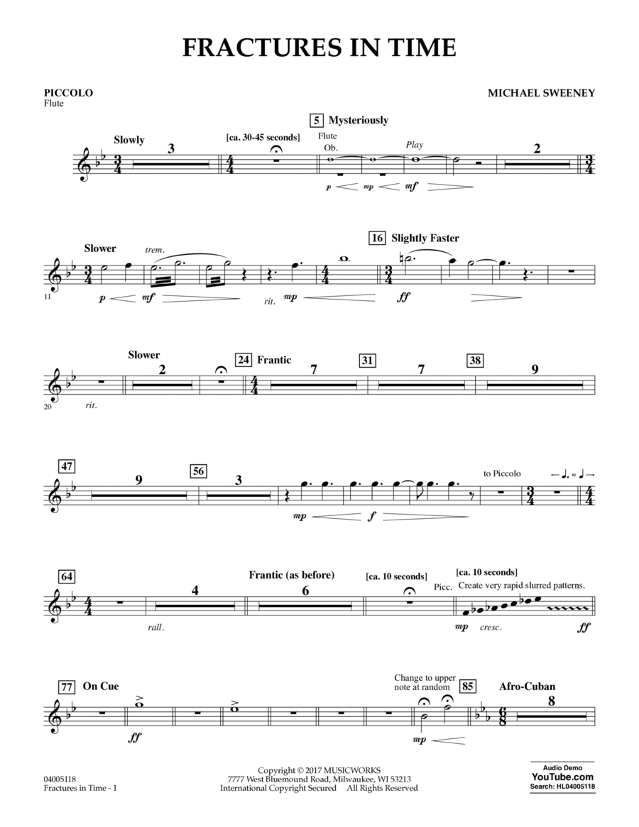 Fractures in Time - Piccolo/Flute 3 Piccolo scores gallery preview page 1