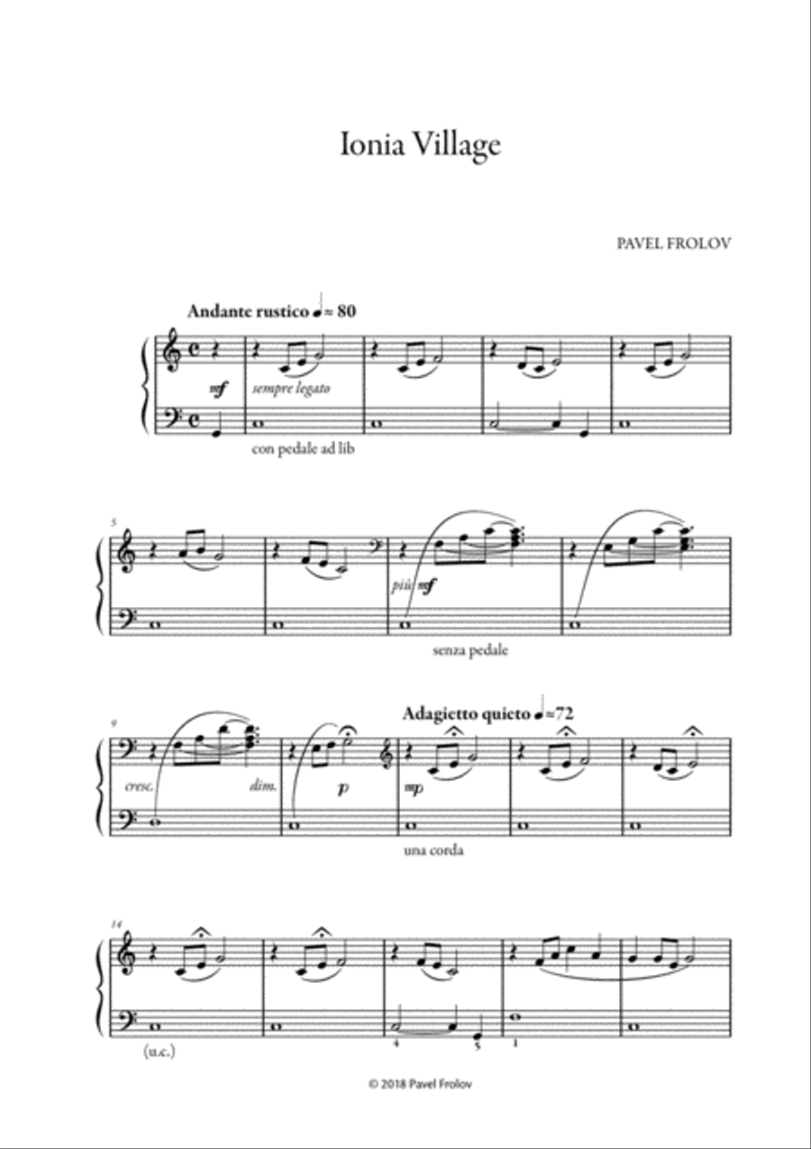 Ionia Village Easy Piano scores gallery preview page 1