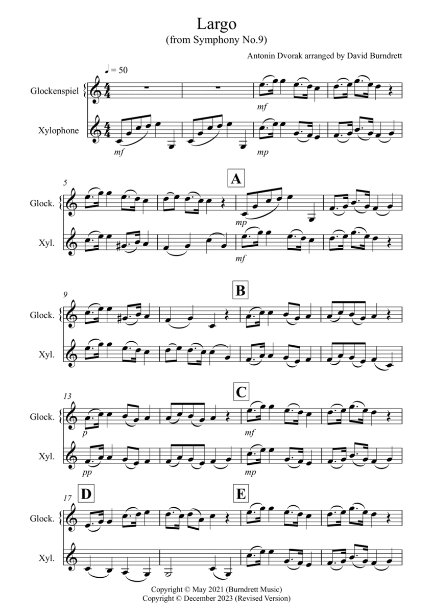 Largo (from the 'New World Symphony') for Glockenspiel and Xylophone Duet image number null
