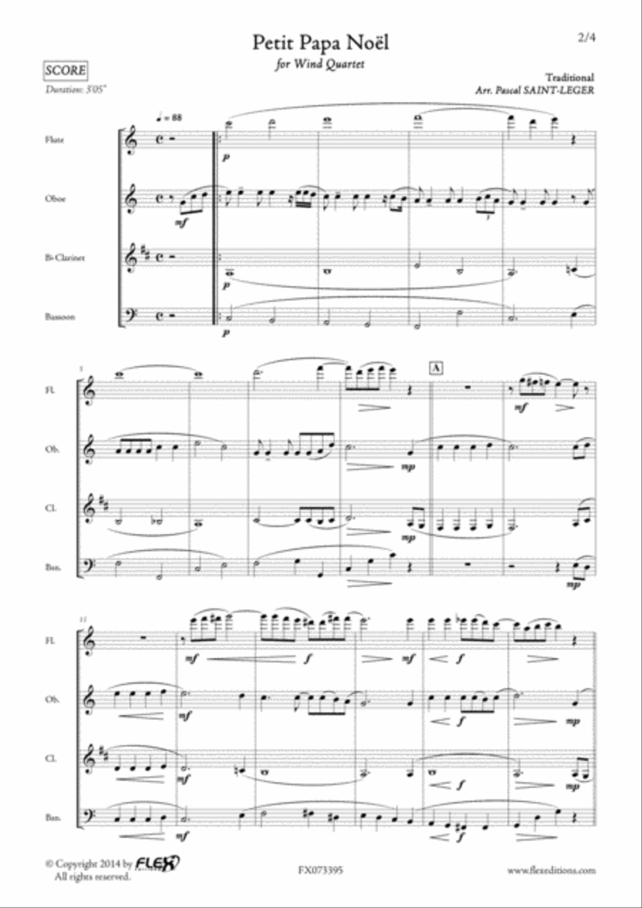 Petit Papa Noel Woodwind Quartet scores gallery preview page 2