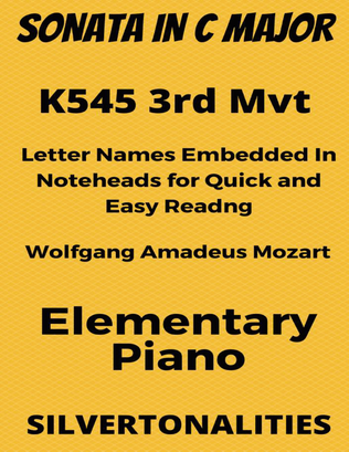 Sonata in C Major K545 Third Movement Elementary Piano Sheet Music