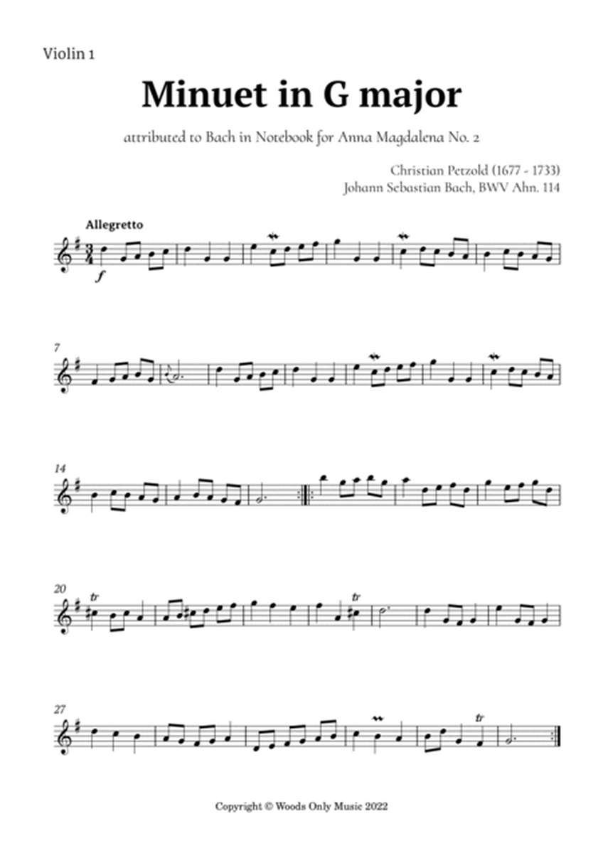 Minuet in G major by Bach for Violin Quartet image number null