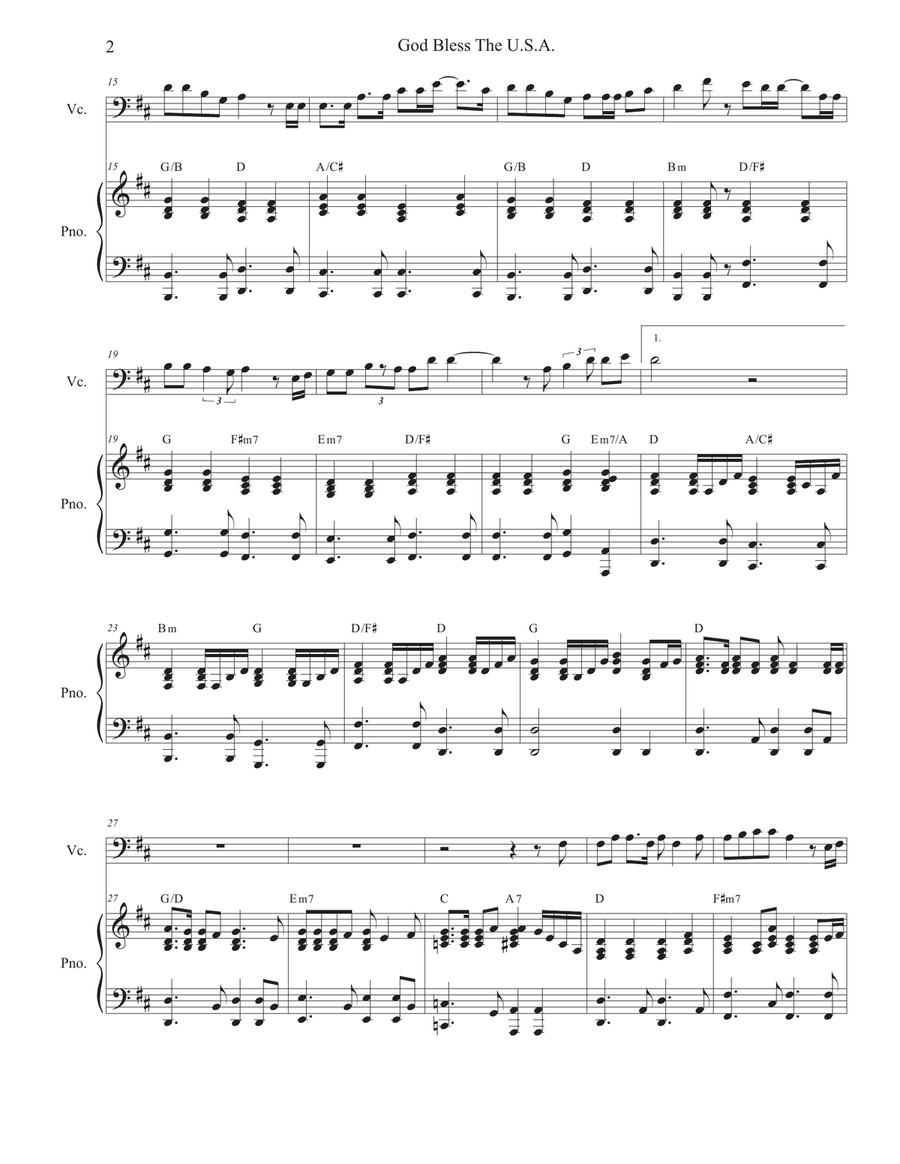 God Bless The U.S.A. Piano scores gallery preview page 2