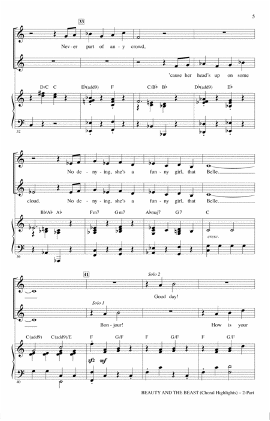 Beauty and The Beast (Choral Highlights) 2-Part scores gallery preview page 4