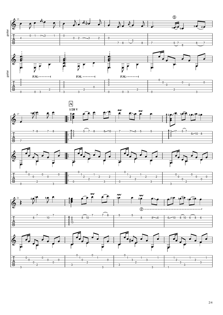 Bia ke borem ba mazar - old Afghan song for two guitars Acoustic Guitar scores gallery preview page 2
