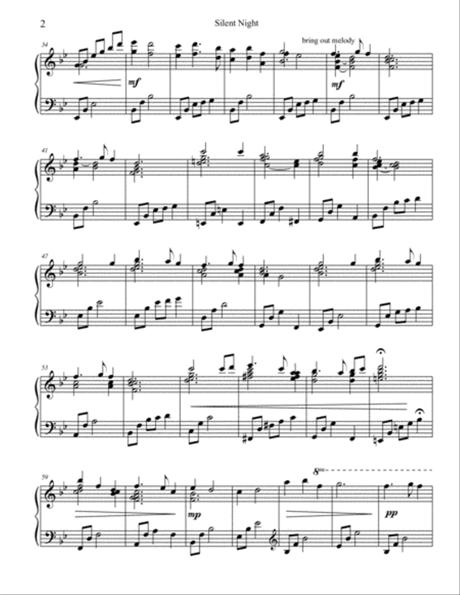 Silent Night Piano Solo scores gallery preview page 2