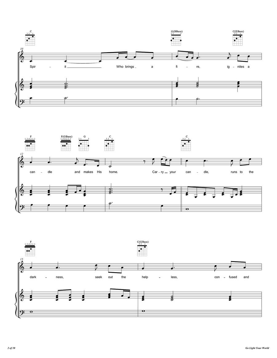 Go Light Your World Piano, Vocal scores gallery preview page 3