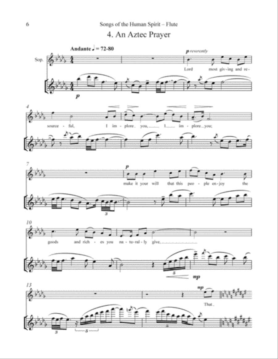Songs of the Human Spirit (Downloadable Flute Part) Flute scores gallery preview page 5