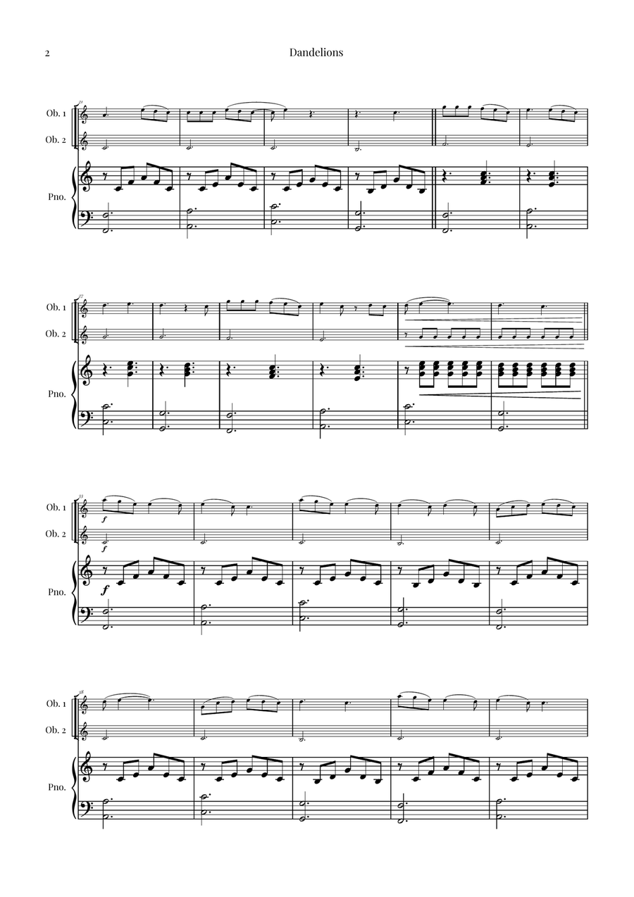 Dandelions Woodwind Duet scores gallery preview page 2