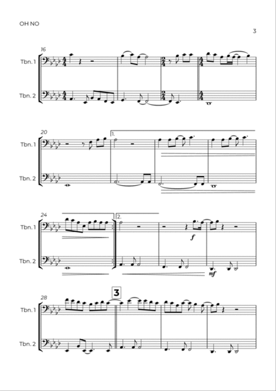 Oh No Trombone Duet scores gallery preview page 3