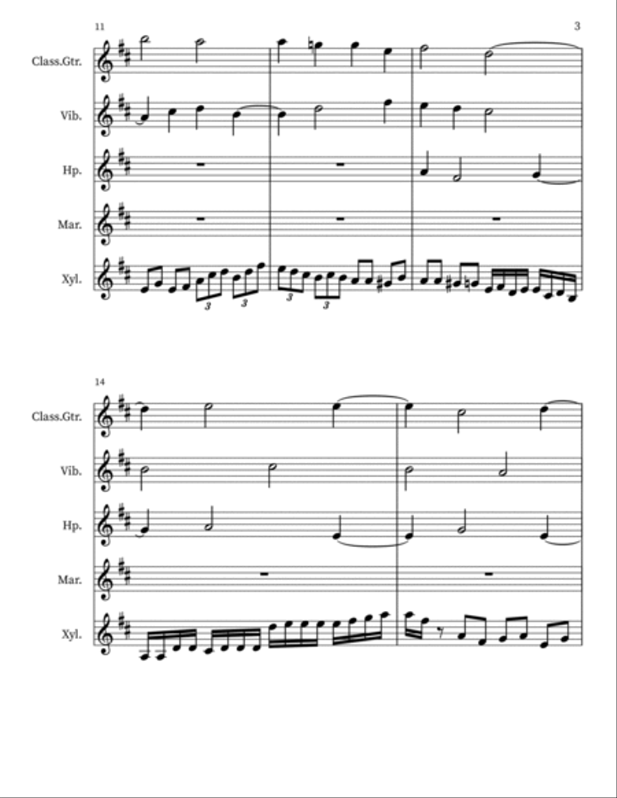 Ambrosia 10 for Guitar, Vibraphone, Harp, Xylophone Small Ensemble scores gallery preview page 3