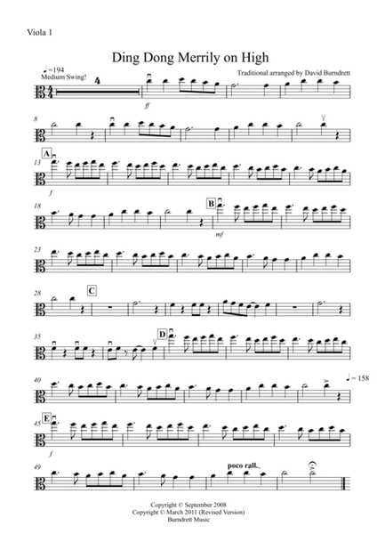 Ding Dong Merrily on High for Viola Quartet image number null