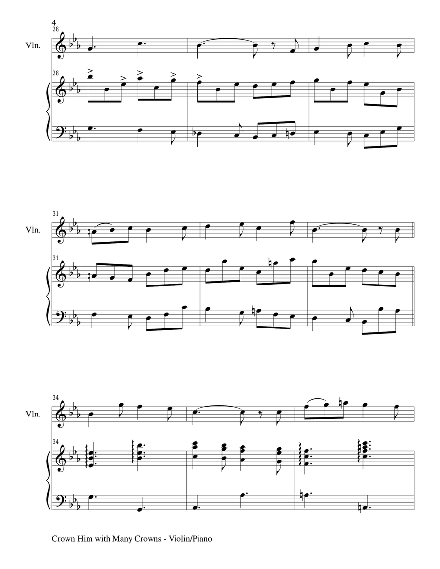 CROWN HIM WITH MANY CROWNS (Duet – Violin and Piano/Score and Parts) Violin scores gallery preview page 4