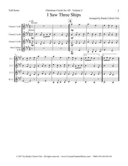 Christmas Carols for All, Volume 2 (for Clarinet Quartet)