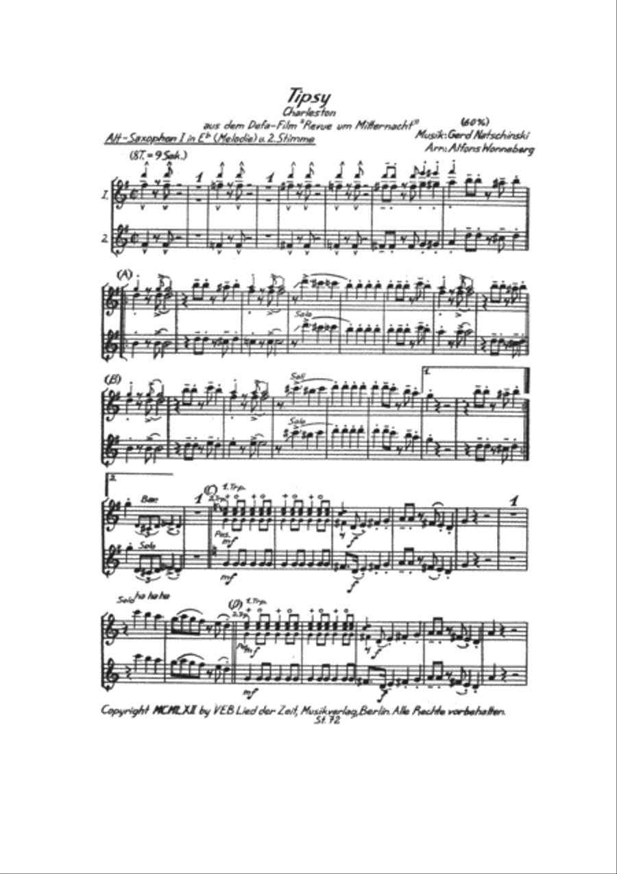 Tipsy Tenor Saxophone scores gallery preview page 3