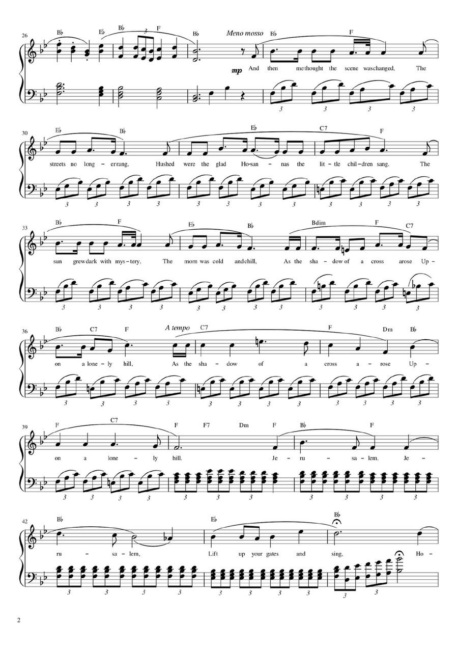 The Holy City (Intermediate Piano with Lyrics) Piano Solo scores gallery preview page 3