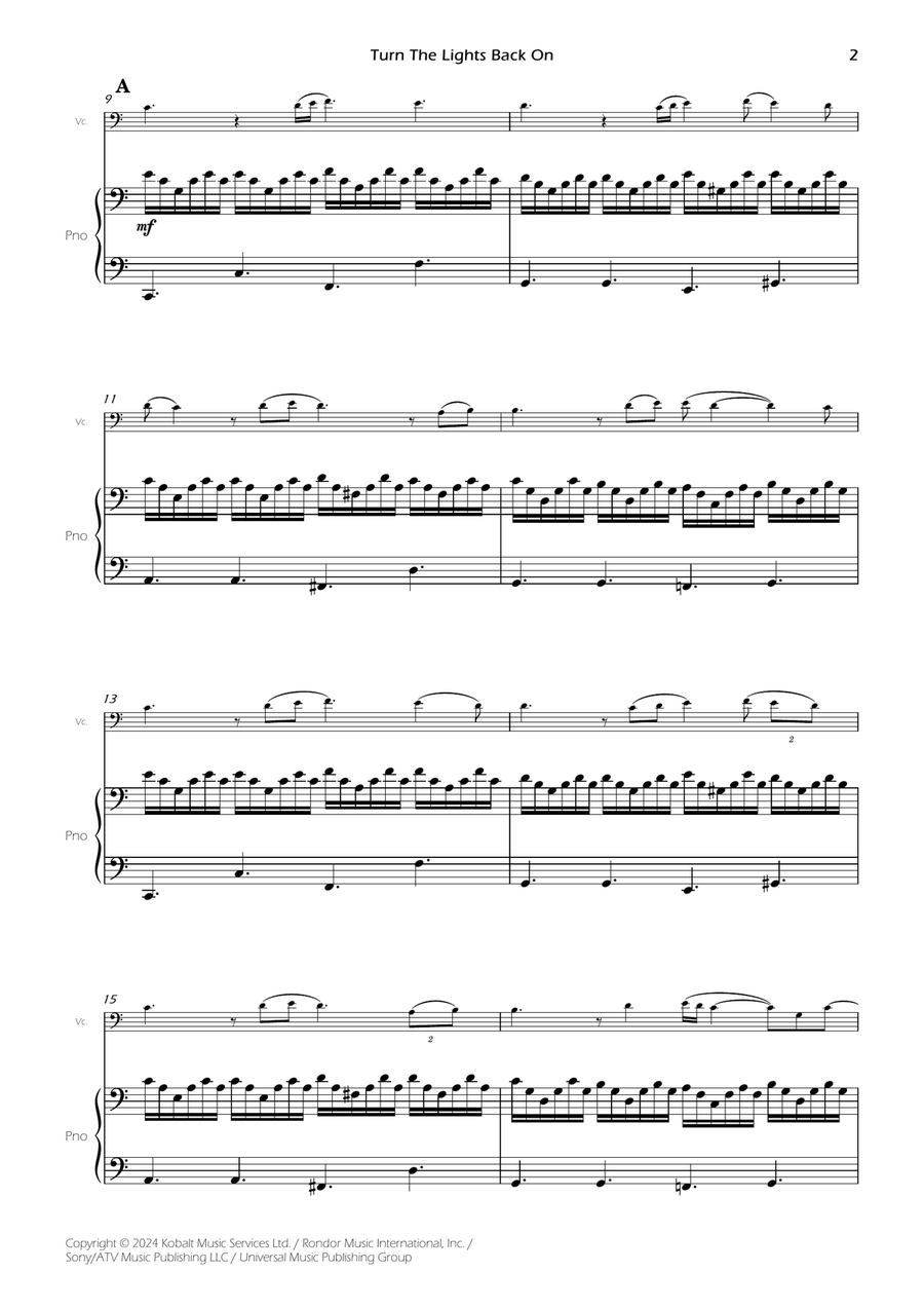 Turn The Lights Back On Piano scores gallery preview page 4
