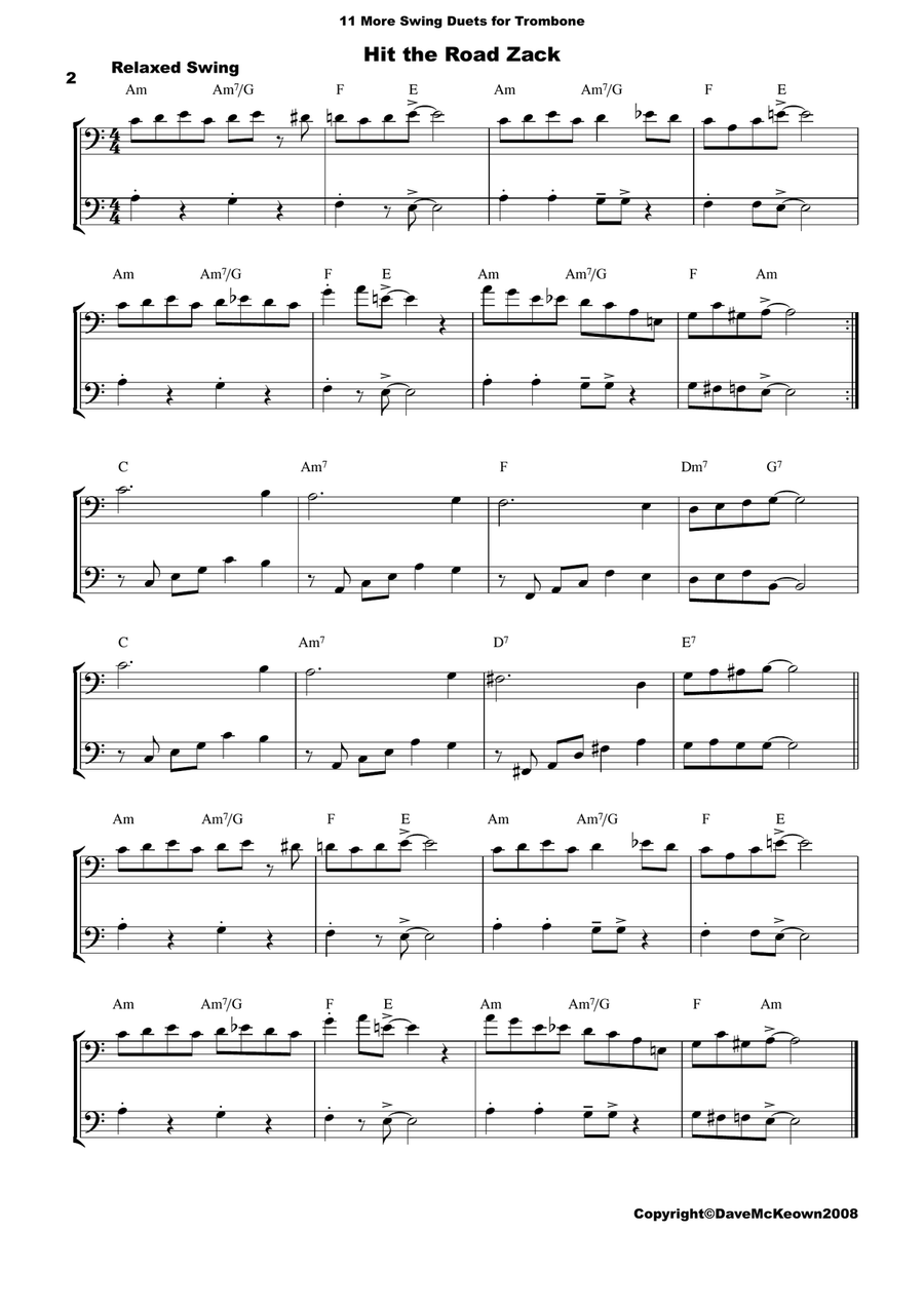 11 More Swing Duets for Trombone Trombone Duet scores gallery preview page 2