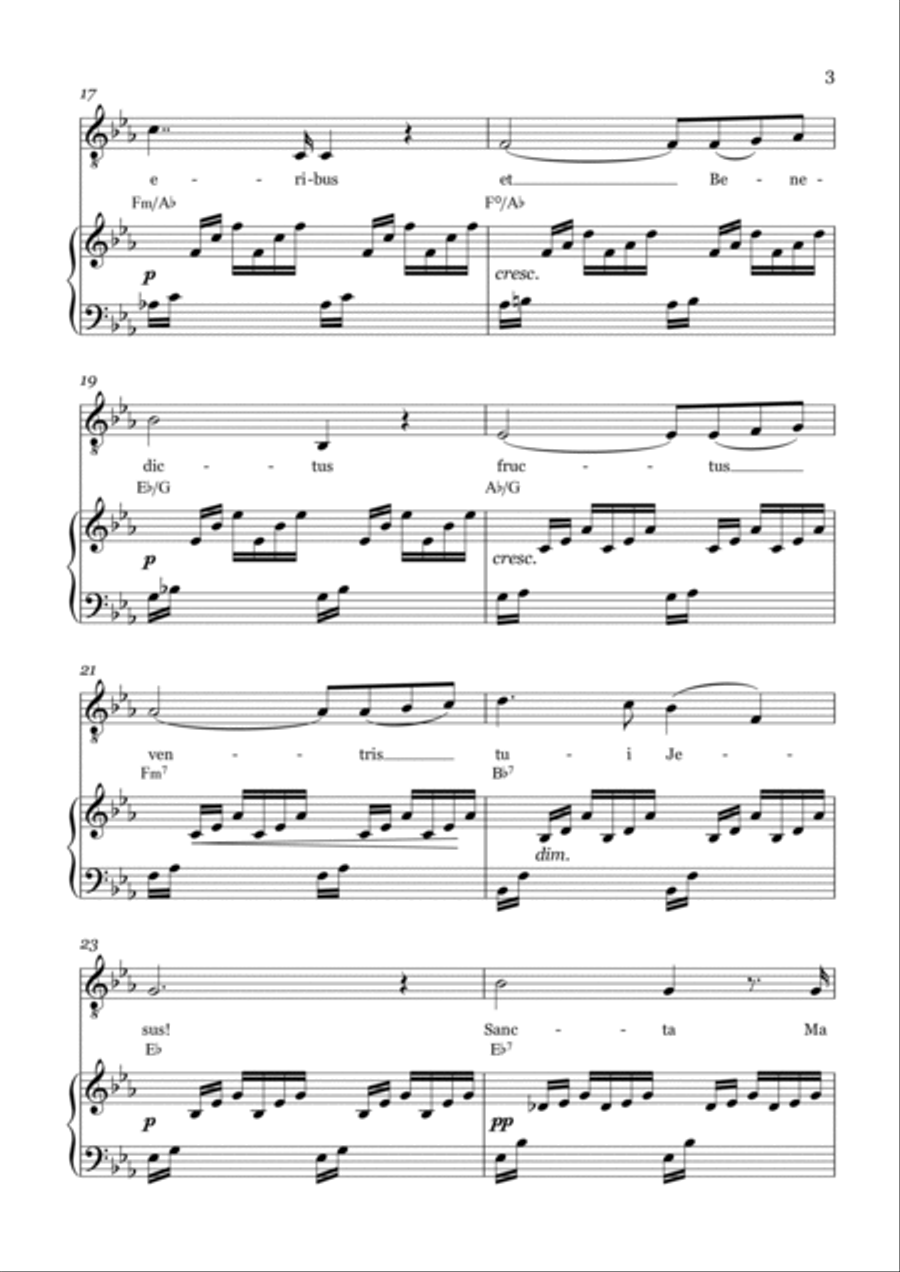 AVE MARIA - Bach/Gounod. For Soloist Tenor in E-flat Major with Piano Accompaniment Voice scores gallery preview page 3