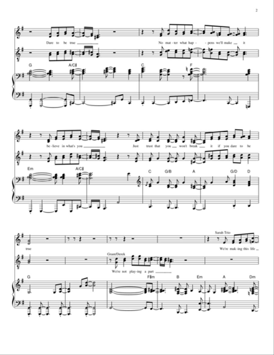 Dare To Be True - Relative Talent, the musical 4-Part scores gallery preview page 2