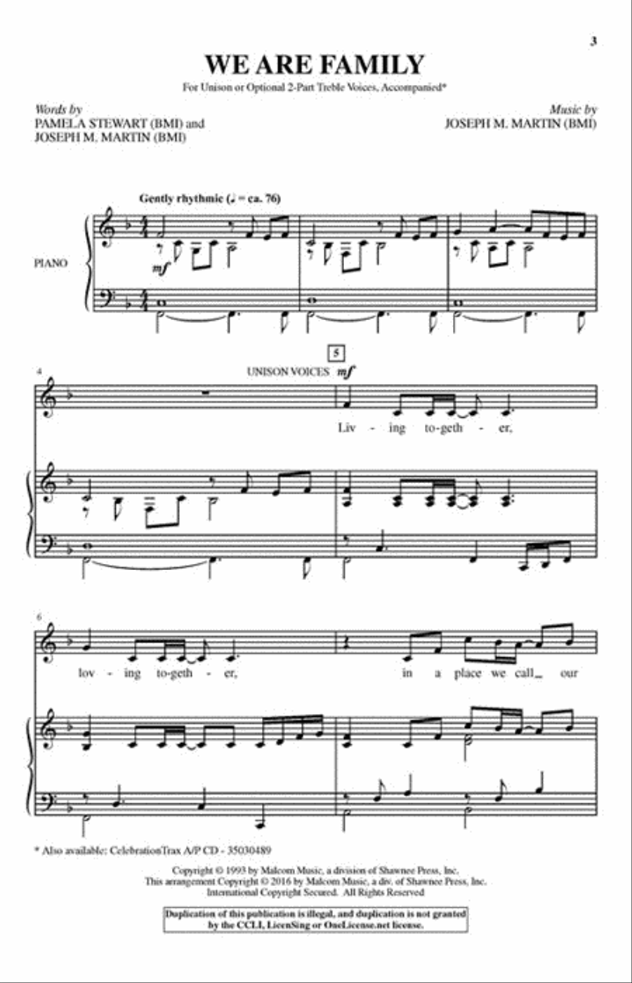 We Are Family We Are Family Unison Choir scores gallery preview page 2