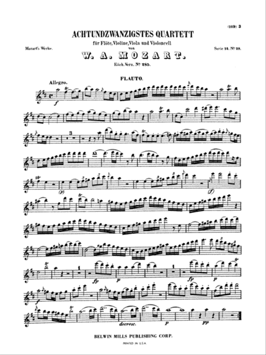 Three Quartets, K. 285, 298, 370 Small Ensemble scores gallery preview page 3