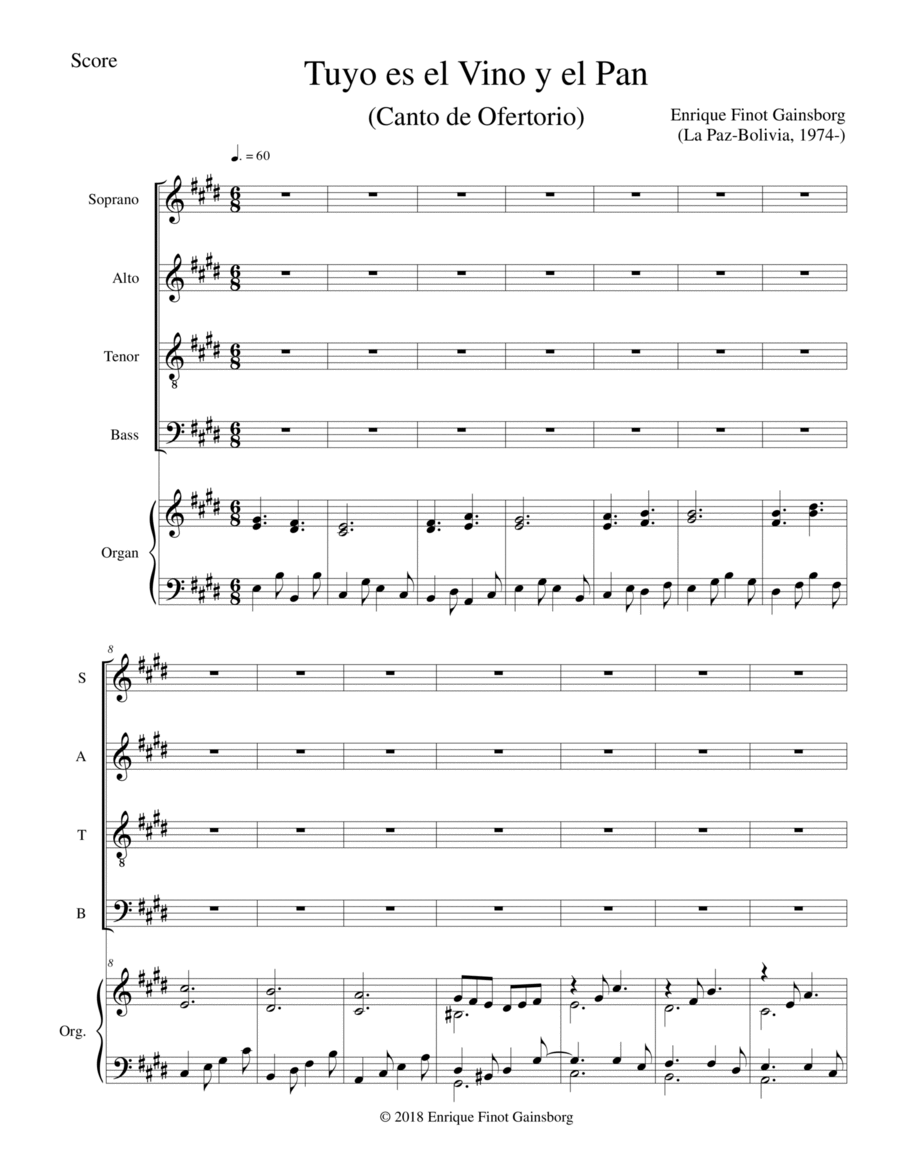 Tuyo es el Vino y el Pan Tuyo es el Vino y el Pan 4-Part scores gallery preview page 1