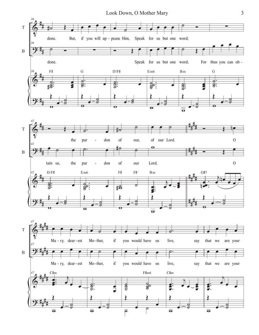 Look Down, O Mother Mary (Duet for Tenor and Bass solo) Tenor Voice scores gallery preview page 3