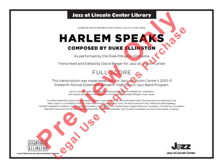 Harlem Speaks by Duke Ellington Jazz Ensemble - Sheet Music