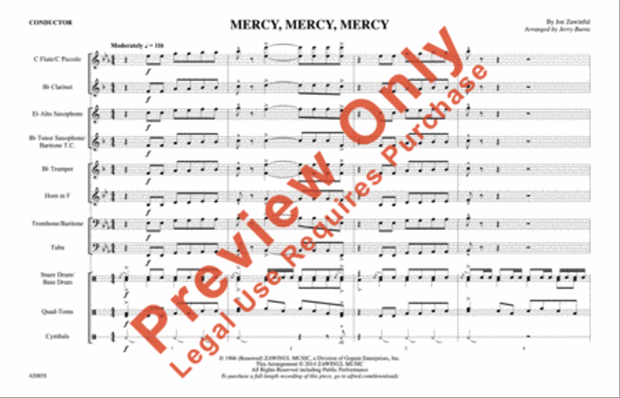Mercy, Mercy, Mercy Mercy, Mercy, Mercy Marching Band scores gallery preview page 2