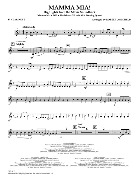 Mamma Mia! - Highlights from the Movie Soundtrack - Bb Clarinet 3