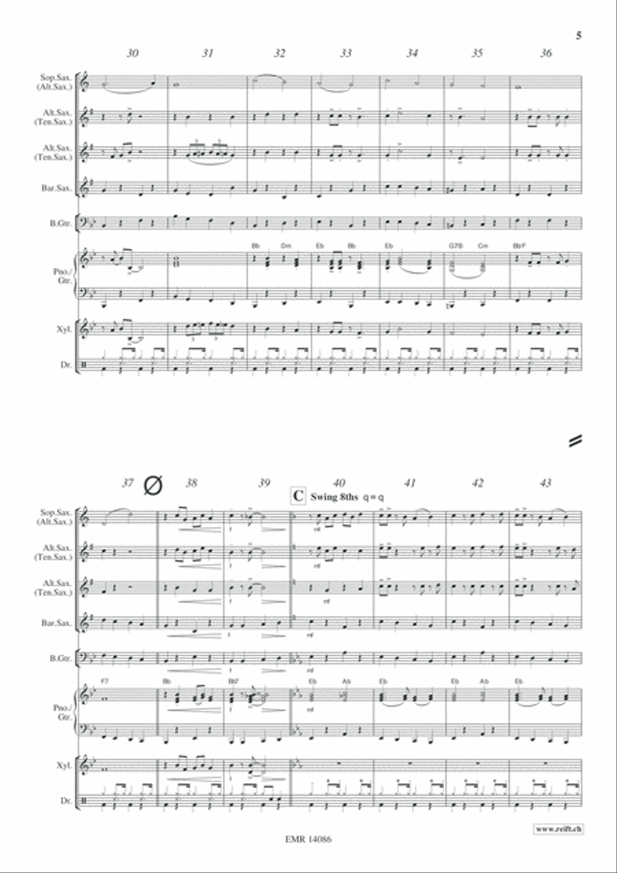 Christmas Swing Saxophone Quartet scores gallery preview page 6