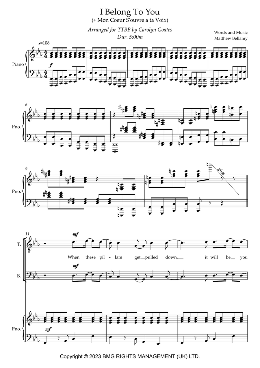 I Belong To You (+ Mon Coeur S'ouvre A Ta Voix) TTBB scores gallery preview page 1