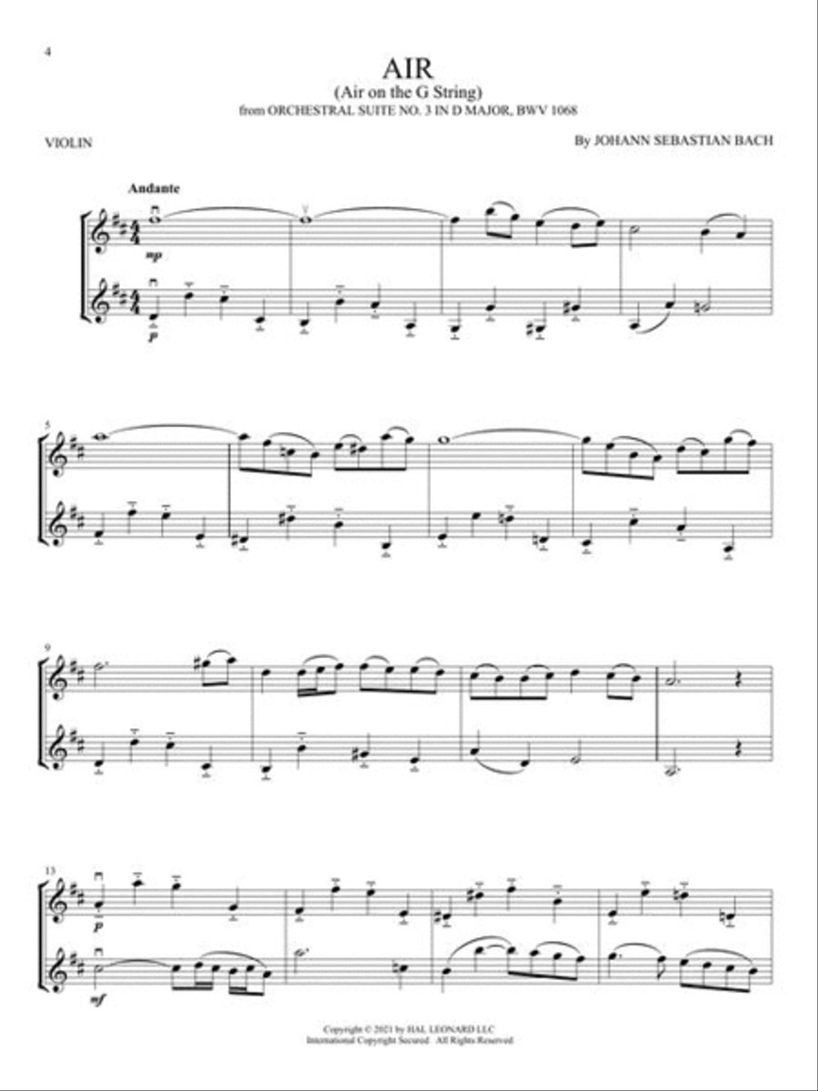 Classical Themes for Violin Duet String Duet scores gallery preview page 4