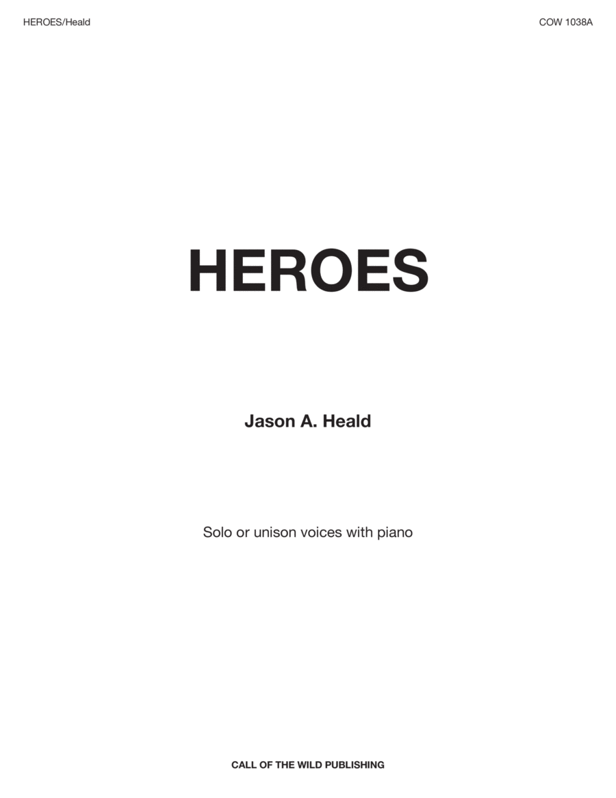 "Heroes" for solo or unison voices and piano image number null