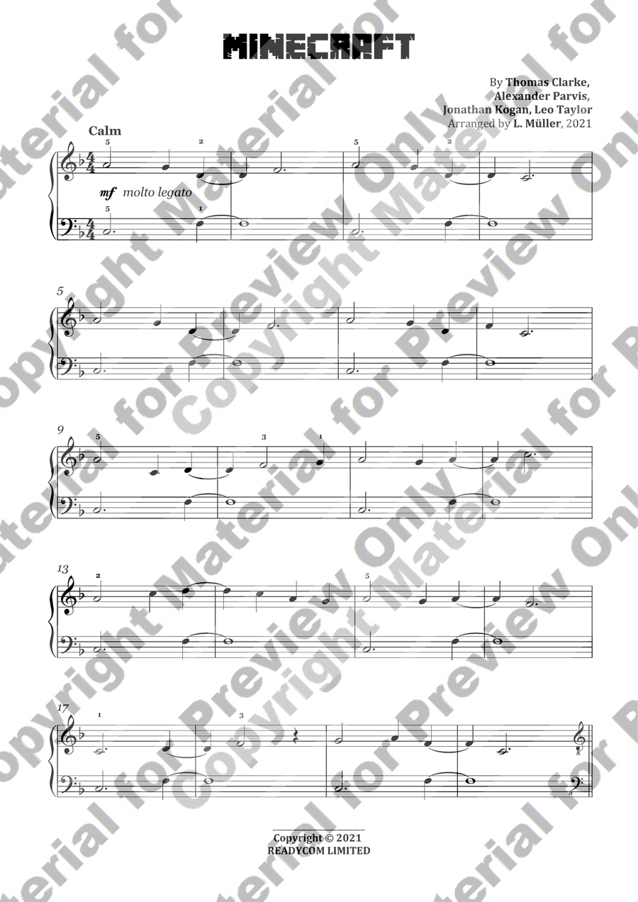 Minecraft Easy Piano scores gallery preview page 1