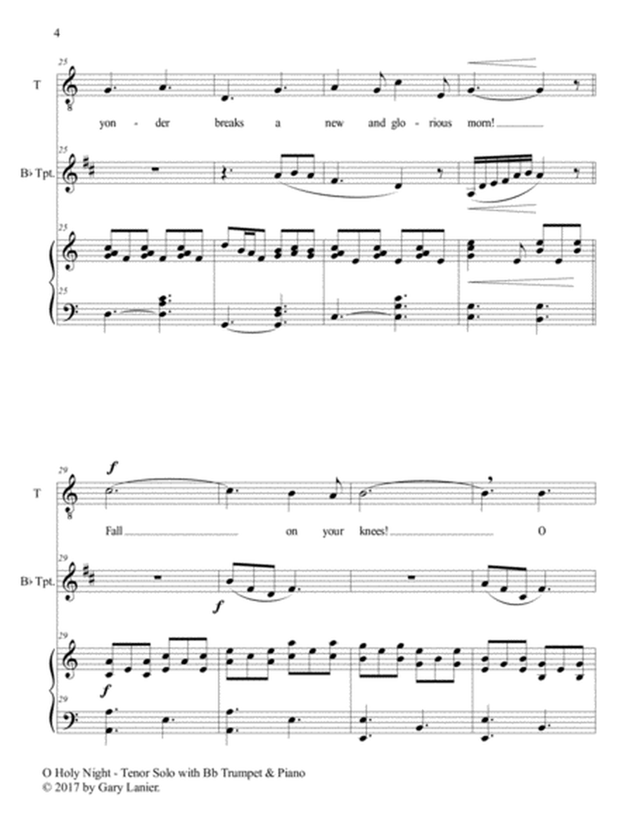 O HOLY NIGHT (Tenor Solo with Bb Trumpet & Piano - Score & Parts included) image number null