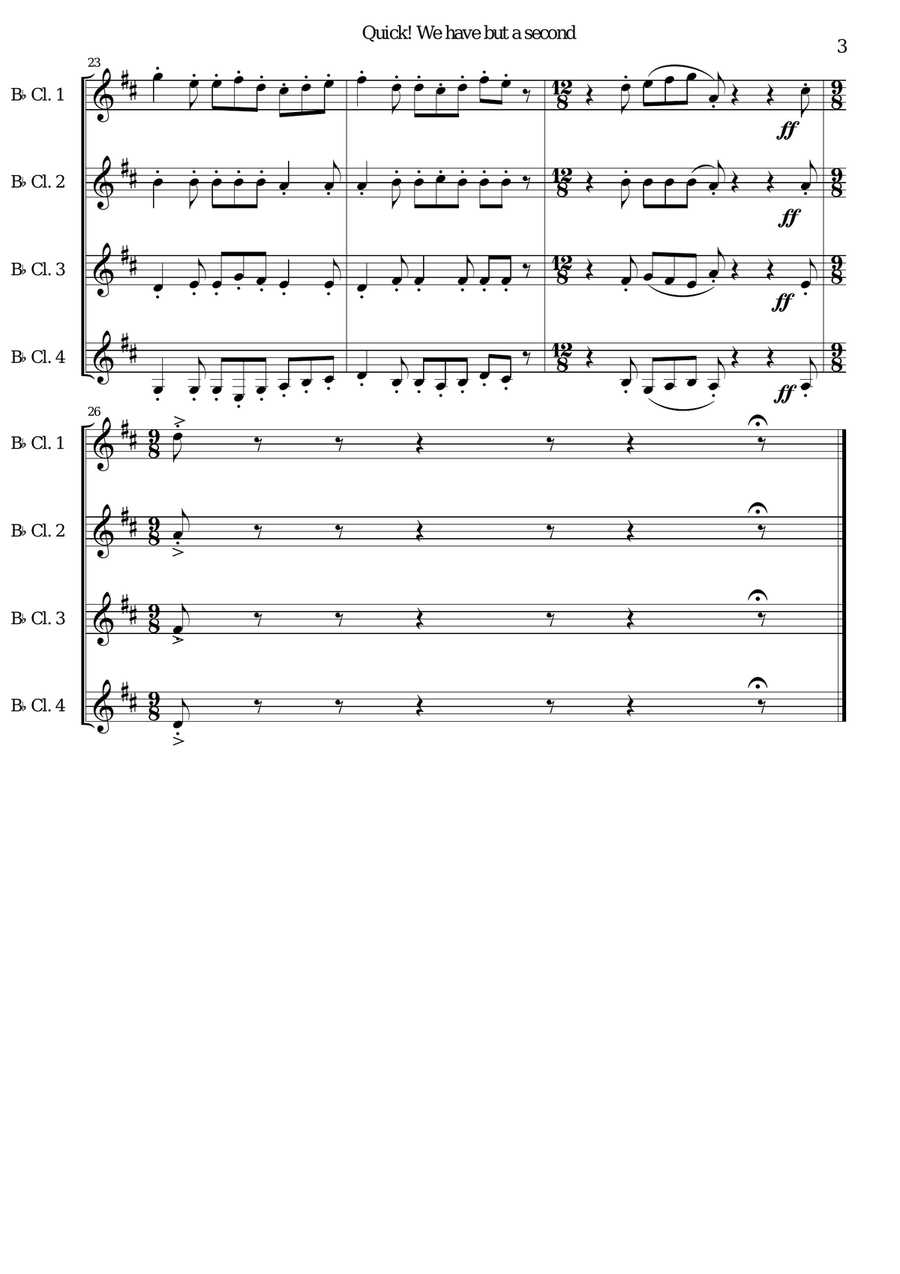 Quick we have but a second for clarinet quartet Clarinet Quartet scores gallery preview page 3