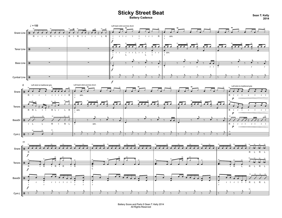 Sticky Street Beat - Intermediate Drumline Cadence image number null