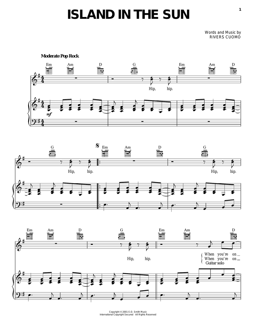 Island In The Sun Acoustic Guitar scores gallery preview page 1