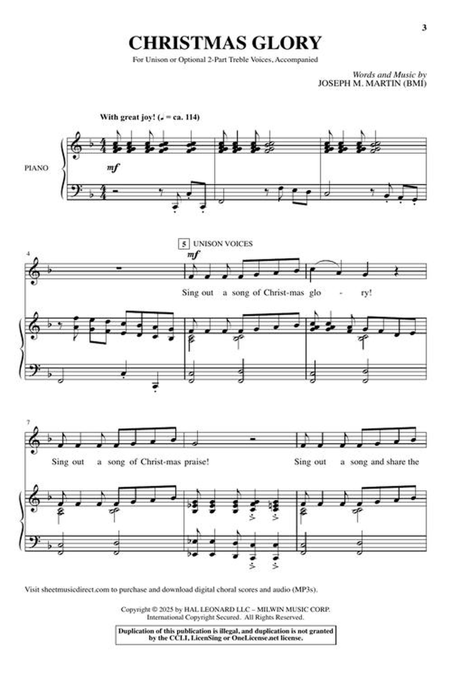 Christmas Glory Unison Choir scores gallery preview page 3