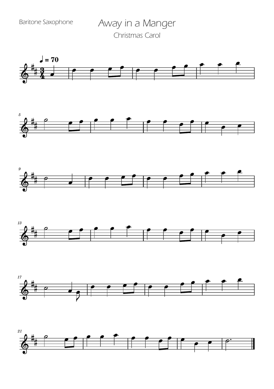 Away in a Manger - Baritone Sax Solo w/ Piano