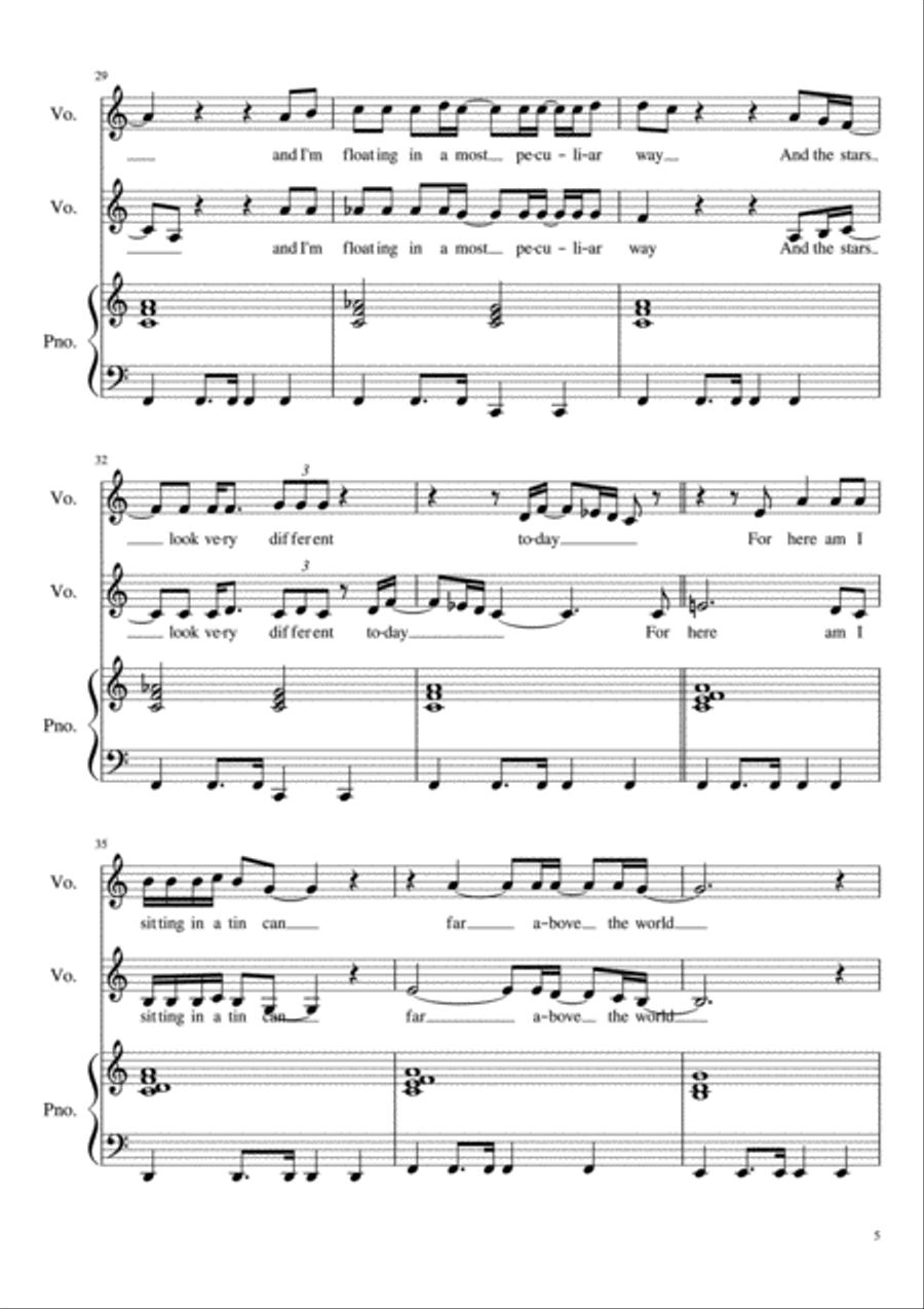 Space Oddity Space Oddity Piano scores gallery preview page 5