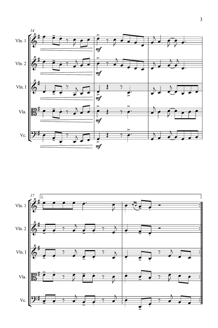 Jazz Carols Collection String Quartet - Set 3: Deck the Halls; Good King Wenceslas; Joy to the World String Quartet scores gallery preview page 4
