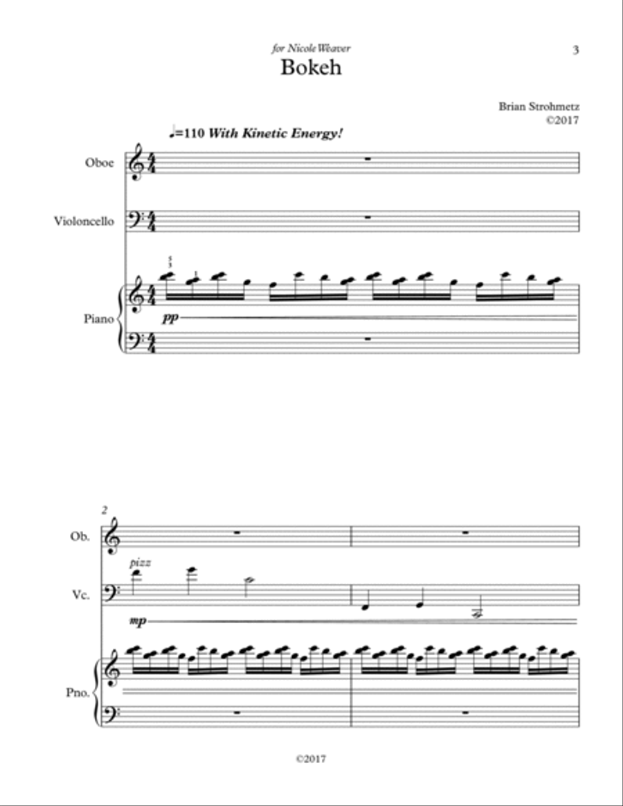 Bokeh - A Trio for Oboe/English Horn, Cello and Piano English Horn scores gallery preview page 3