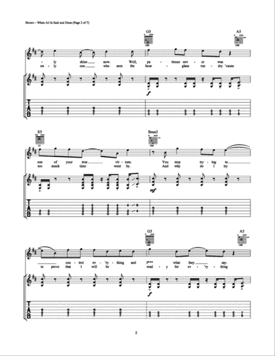 When All Is Said and Done Electric Guitar scores gallery preview page 2