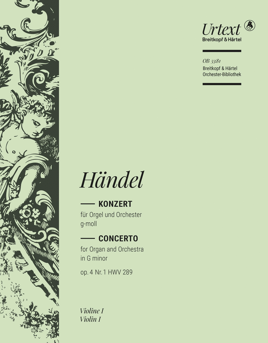 Organ Concerto (No. 1) in G minor Op. 4/1 HWV 289 Orchestra scores gallery preview page 1