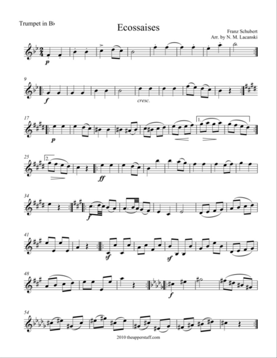 Ecossaises Trumpet Duet scores gallery preview page 1